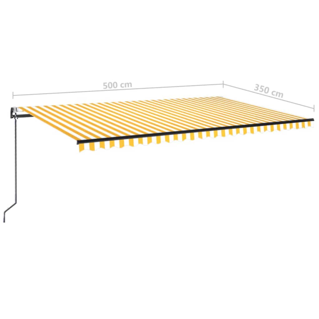markise 500x350 cm automatisk betjening gul og hvid