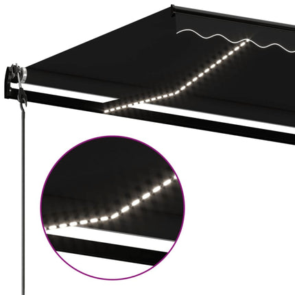 markise m. LED + vindsensor 500x350 cm automatisk antracitgrå