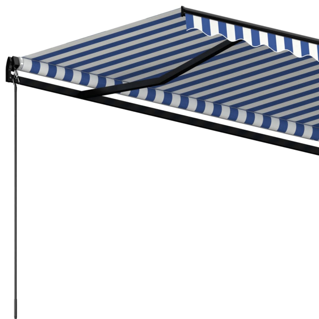 markise 600x350 cm manuel betjening blå og hvid