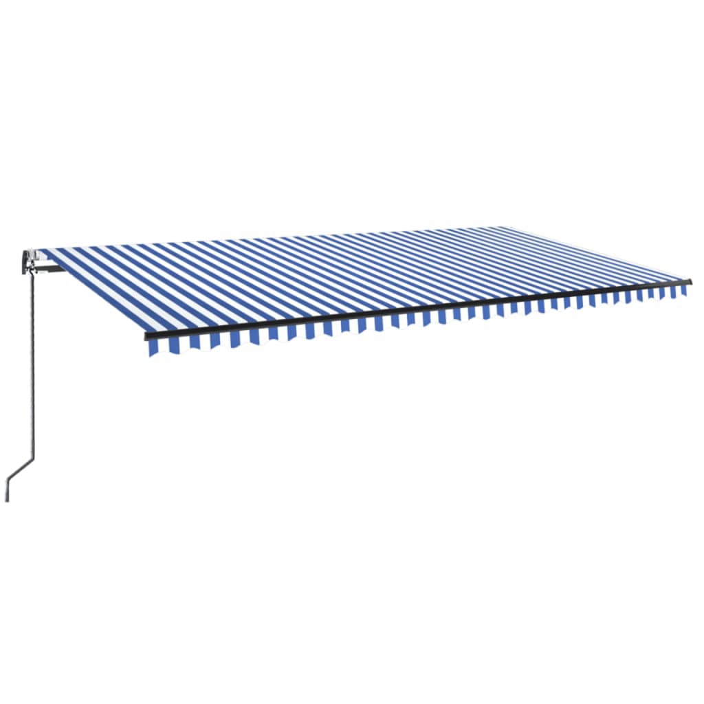 markise 600x350 cm automatisk betjening blå og hvid