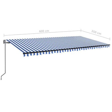 markise 600x350 cm automatisk betjening blå og hvid