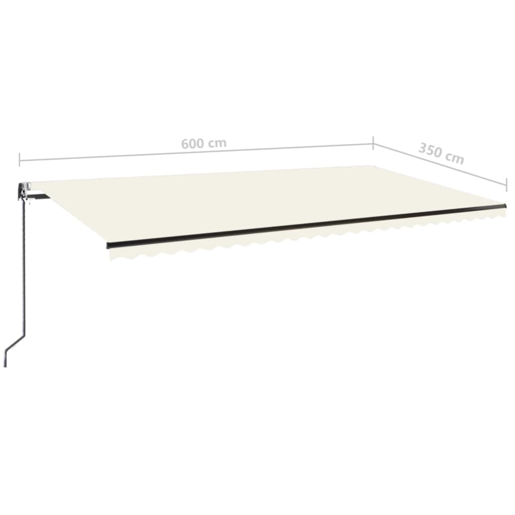 markise 600x350 cm automatisk betjening cremefarvet
