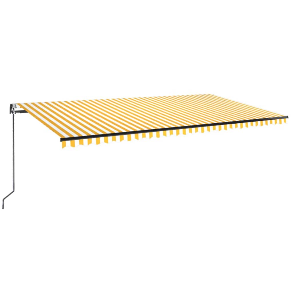 markise 600x350 cm automatisk betjening gul og hvid