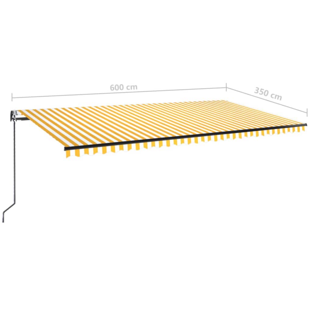 markise 600x350 cm automatisk betjening gul og hvid