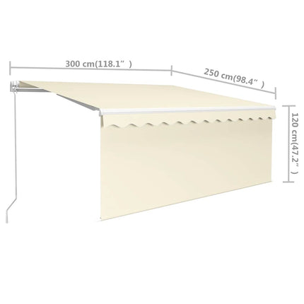 markise m. gardin 3x2,5 m manuel betjening cremefarvet