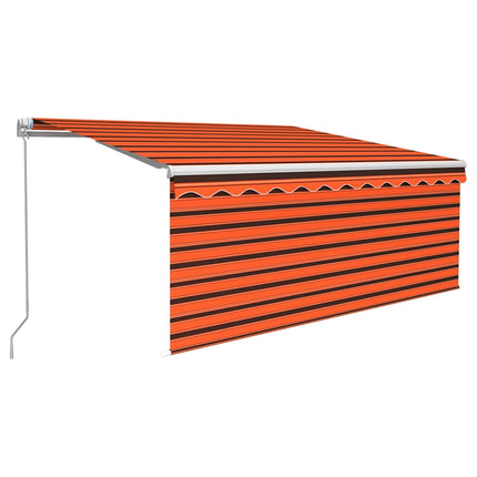 markise m. gardin 3x2,5 m manuel betjening orange og brun