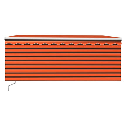 markise m. gardin 3x2,5 m manuel betjening orange og brun