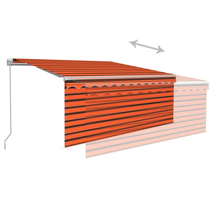 markise m. gardin 3x2,5 m manuel betjening orange og brun
