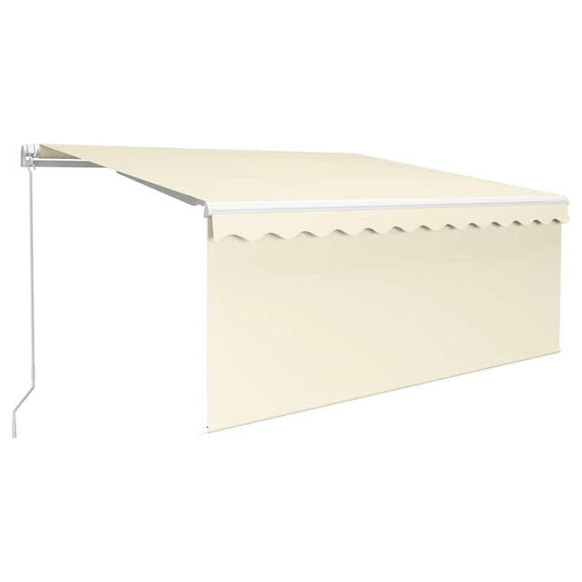 markise m. gardin + LED 3x2,5 m manuel betjening cremefarvet