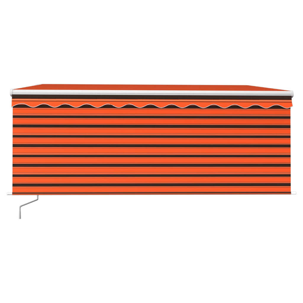 markise m. gardin + LED 3x2,5 m manuel betjening orange og brun