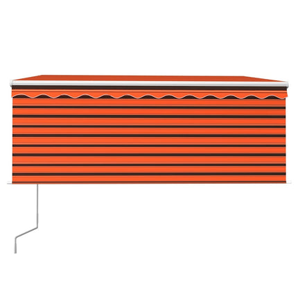 markise m. gardin 3x2,5 m manuel betjening orange og brun