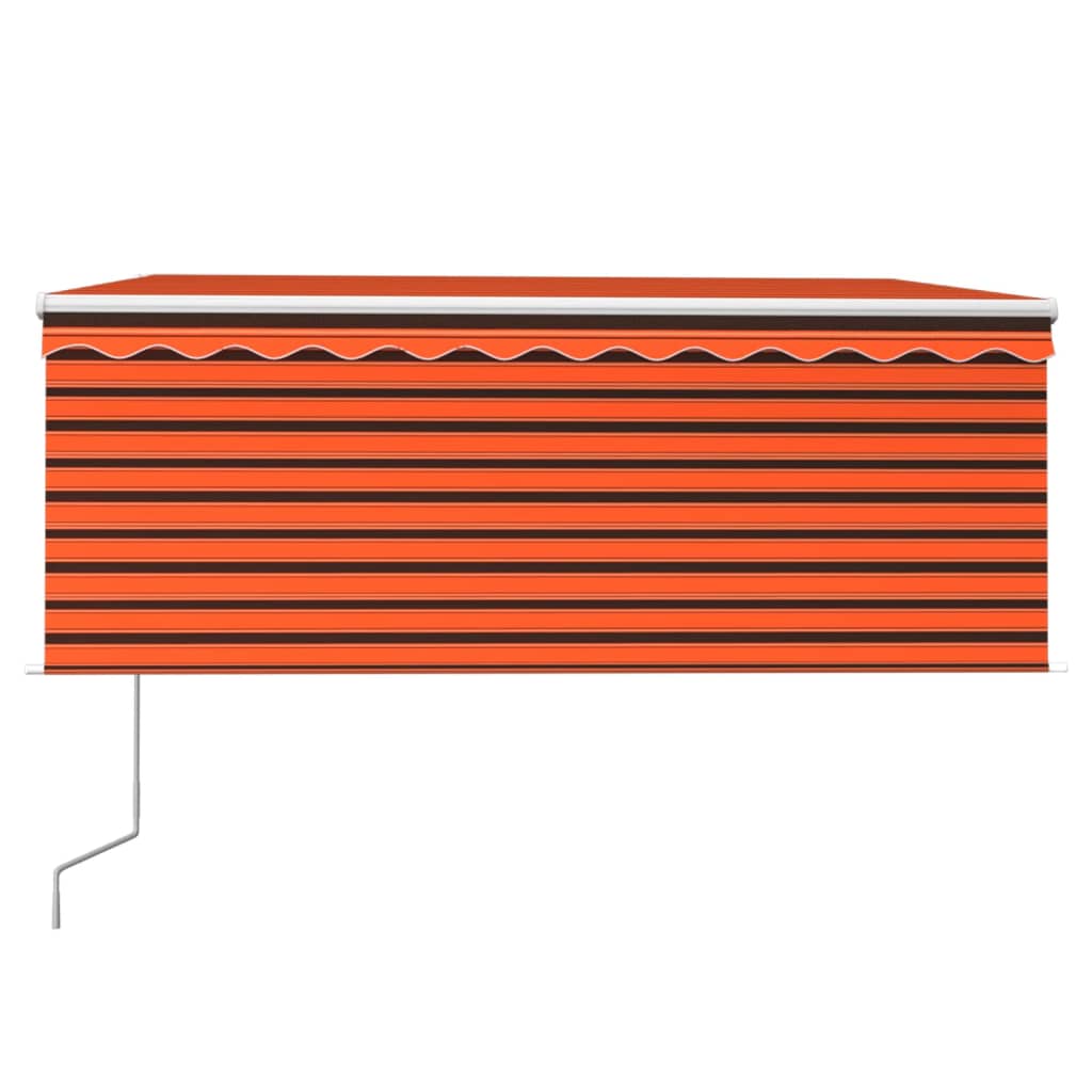 markise m. gardin 3x2,5 m manuel betjening orange og brun