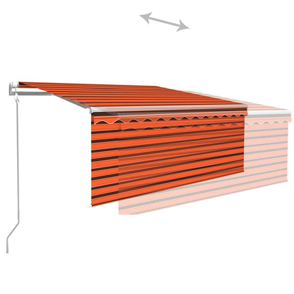 markise m. gardin 3x2,5 m manuel betjening orange og brun