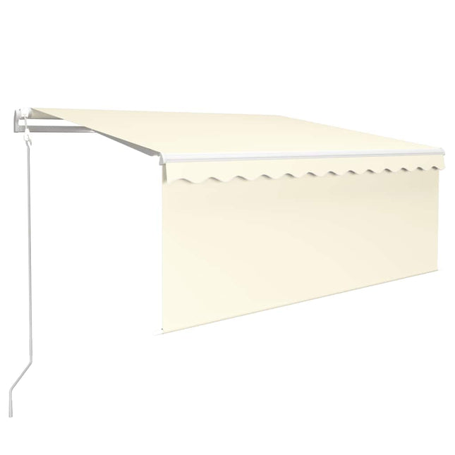 markise m. gardin+LED+vindsensor 3x2,5 m automatisk cremefarvet