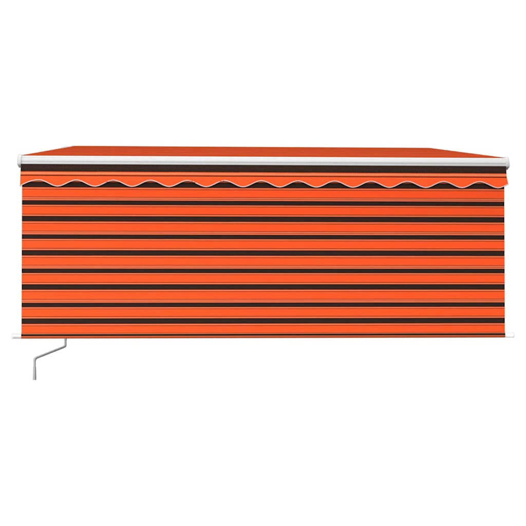 markise m. gardin 3,5x2,5 m manuel betjening orange og brun