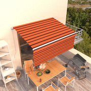 markise m. gardin 3,5x2,5 m manuel betjening orange og brun