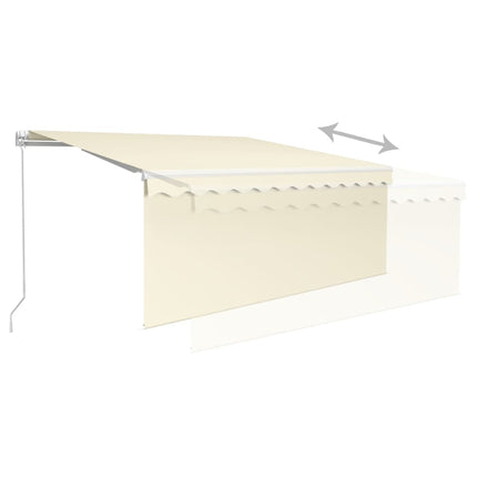 markise m. gardin + LED 3,5x2,5 m manuel betjening cremefarvet