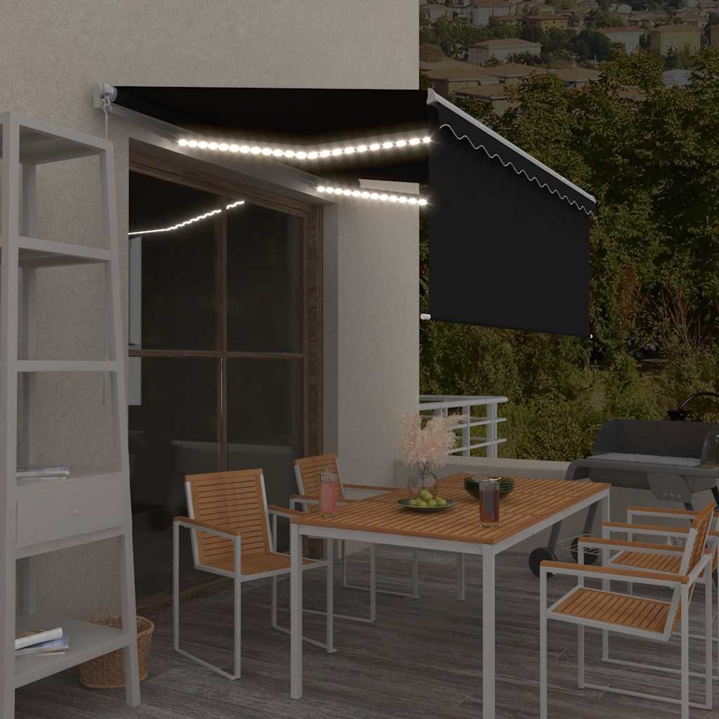 markise m. rullegardin 3,5x2,5 m automatisk betjening antracit