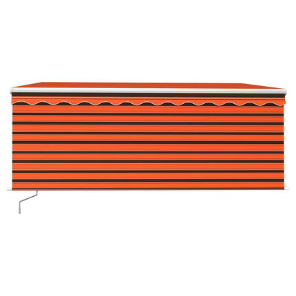 markise m. gardin + LED 3,5x2,5 m manuel betjening orange/brun