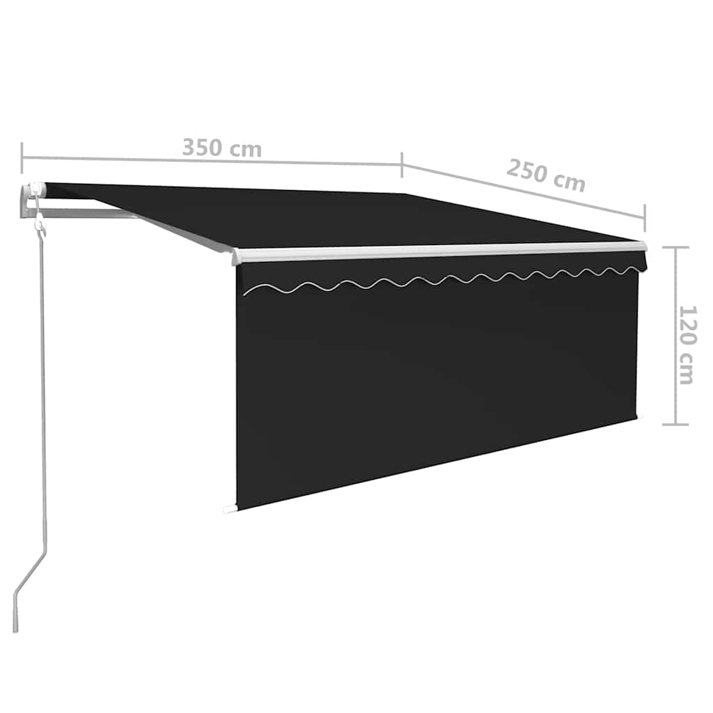 markise m. rullegardin 3,5x2,5 m automatisk betjening antracit