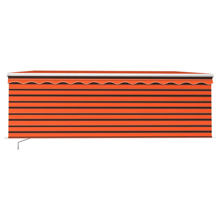 markise m. gardin 4x3 m manuel betjening orange og brun