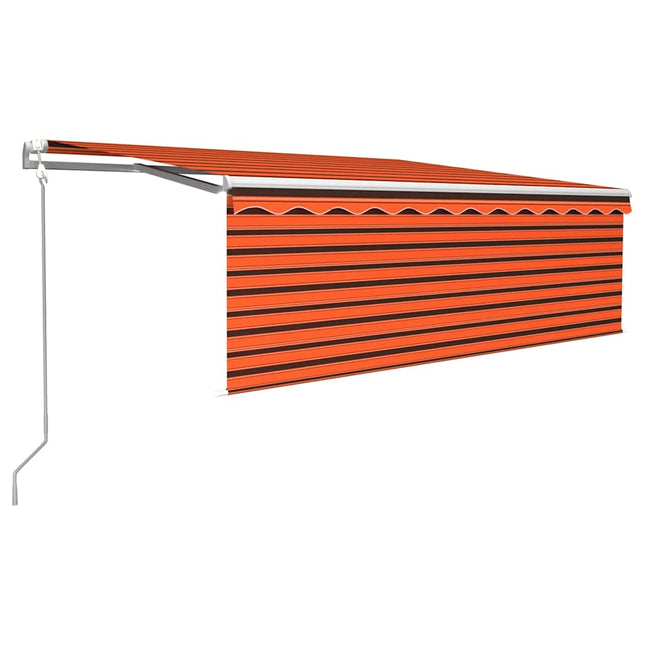 markise m. gardin 4x3 m automatisk betjening orange og brun
