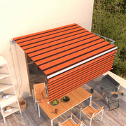 markise m. gardin 4x3 m automatisk betjening orange og brun