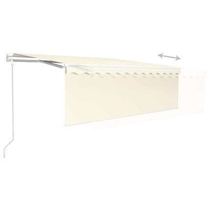 markise m. gardin+LED+vindsensor 4x3 m automatisk cremefarvet