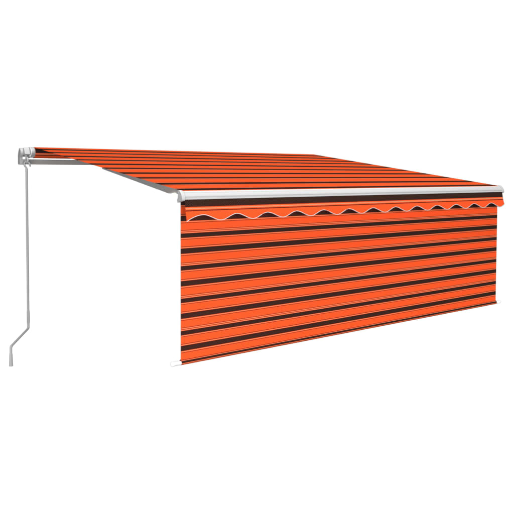 markise m. gardin 4,5x3 m manuel betjening orange og brun
