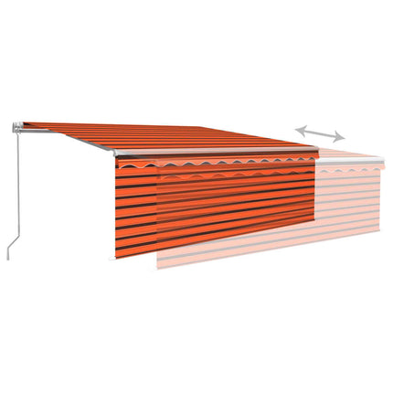 markise m. gardin 4,5x3 m manuel betjening orange og brun