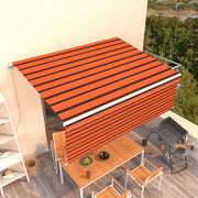 markise m. gardin 4,5x3 m manuel betjening orange og brun
