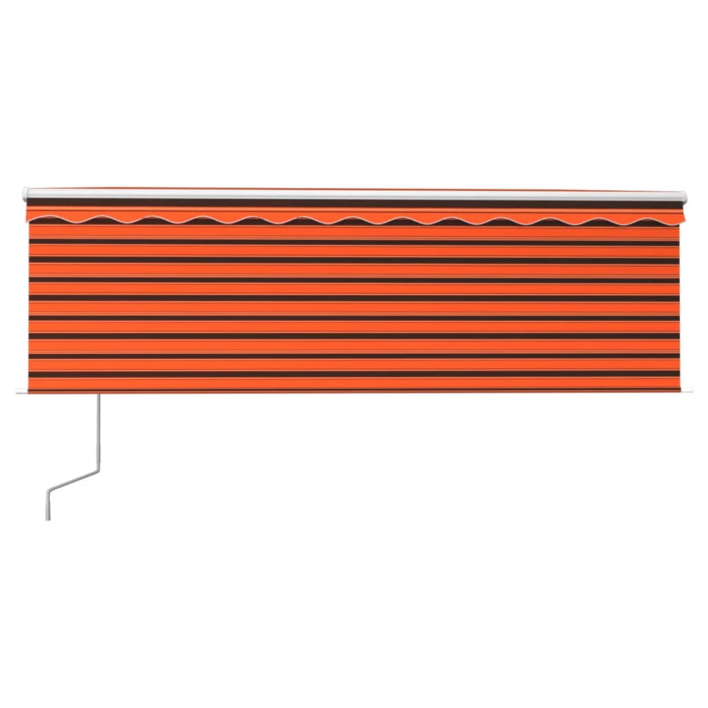 markise m. gardin 4,5x3 m automatisk betjening orange og brun