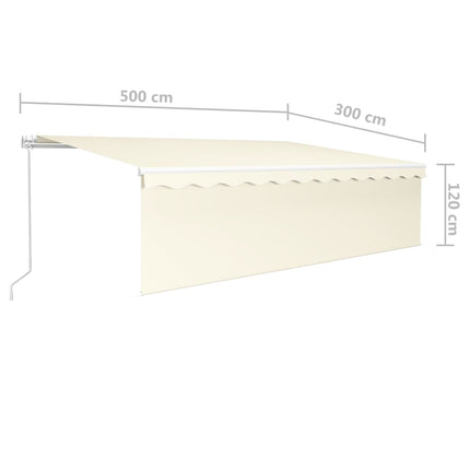 markise m. gardin 5x3 m manuel betjening cremefarvet