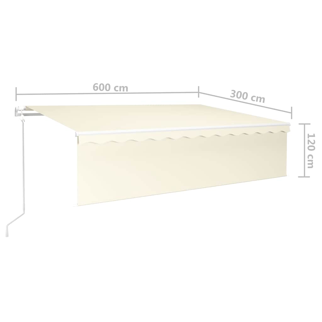 markise m. gardin 6x3 m automatisk betjening cremefarvet
