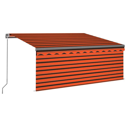 markise m. gardin + LED 3x2,5 m manuel betjening orange og brun