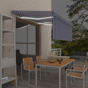 markise m. gardin+LED+vindsensor 3x2,5 m automatisk blå og hvid
