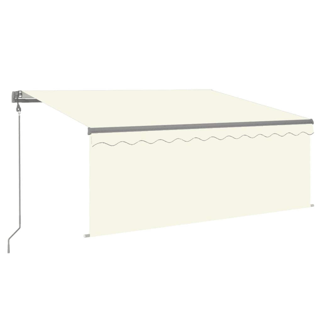 markise m. gardin 3,5x2,5 m automatisk betjening cremefarvet