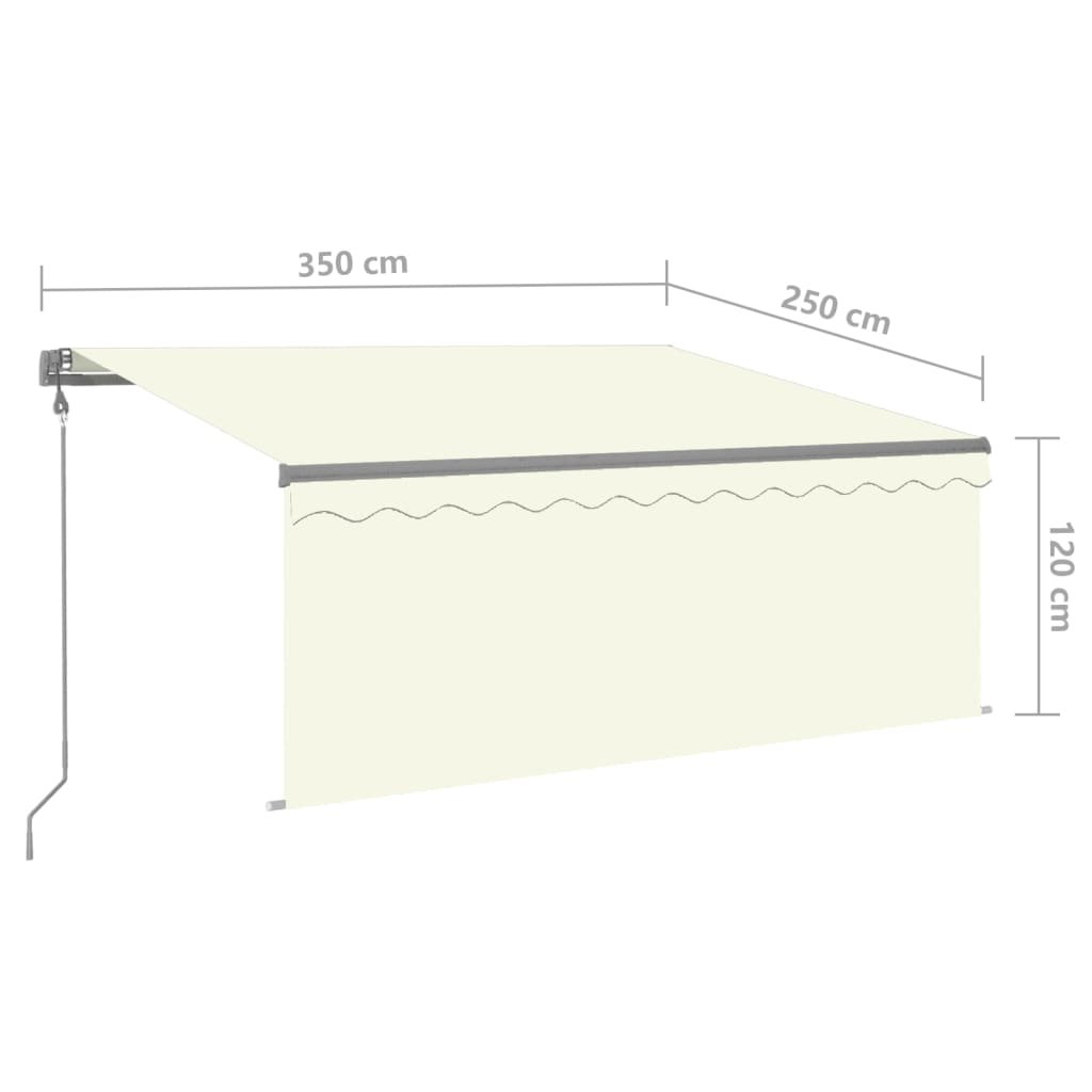 markise m. gardin 3,5x2,5 m automatisk betjening cremefarvet