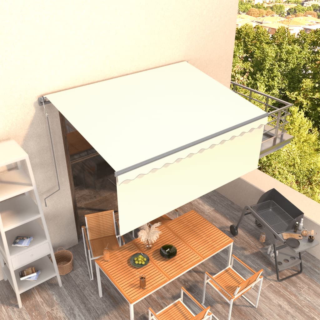 markise m. gardin 3,5x2,5 m automatisk betjening cremefarvet