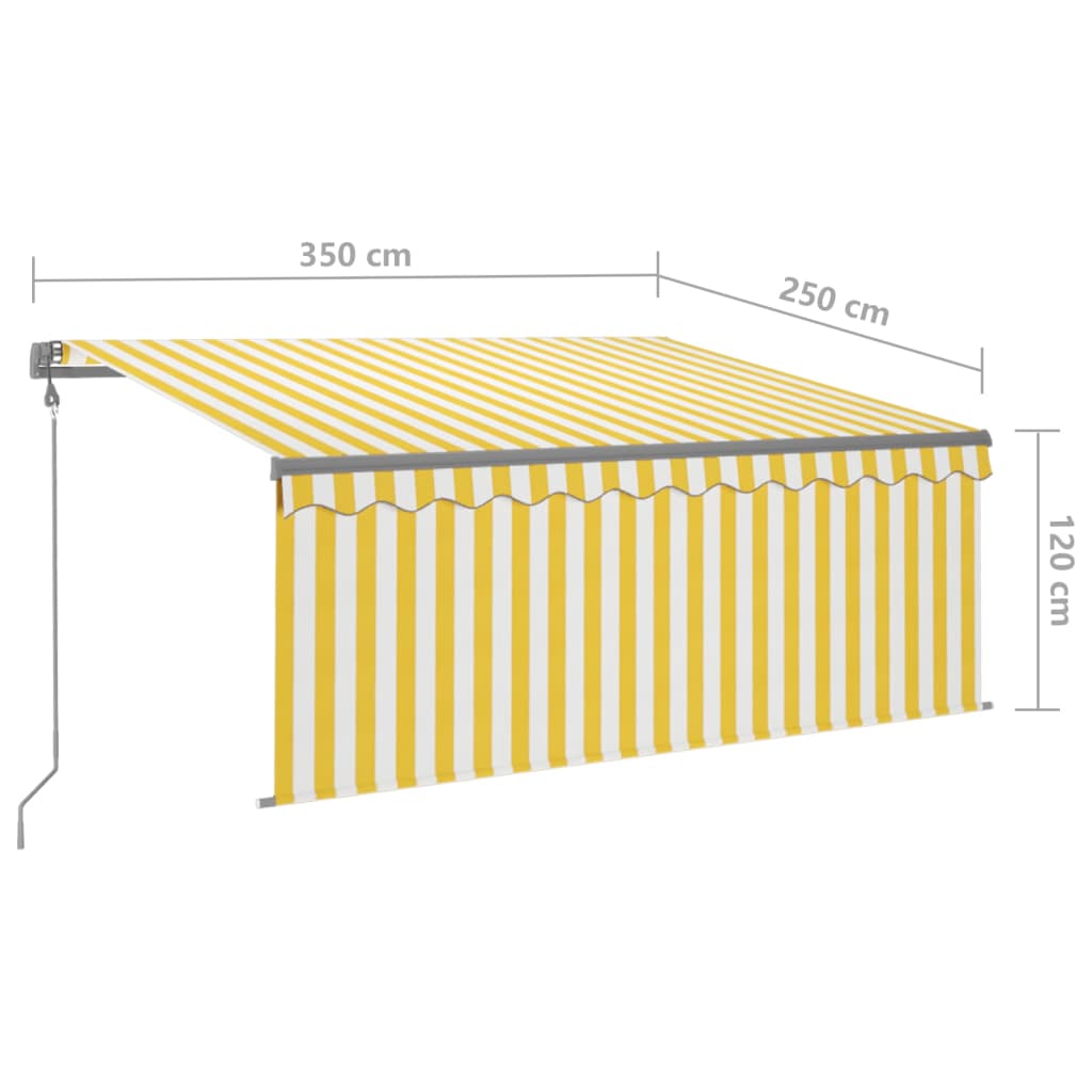 markise m. gardin 3,5x2,5 m automatisk betjening gul og hvid