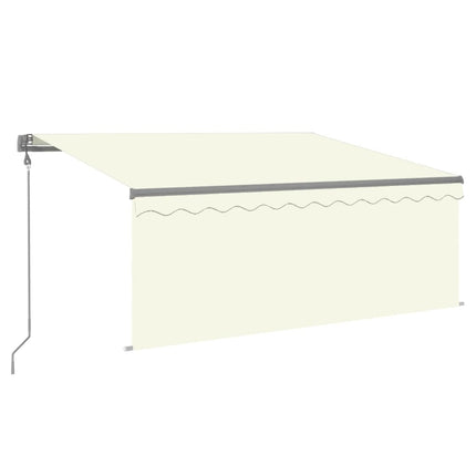 markise m. gardin+LED+vindsensor 3,5x2,5 m auto cremefarvet