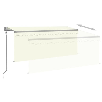 markise m. gardin+LED+vindsensor 3,5x2,5 m auto cremefarvet
