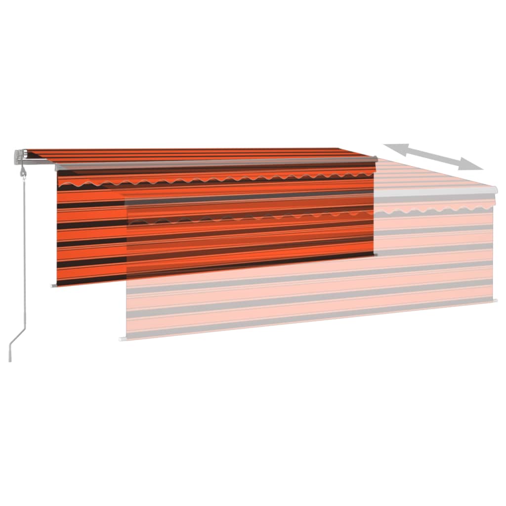 markise m. gardin 4x3 m automatisk betjening orange og brun