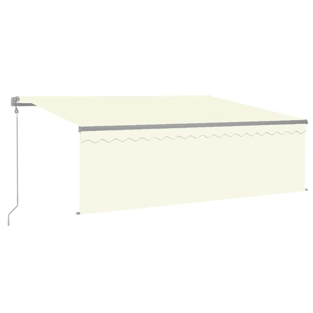 markise m. gardin+LED+vindsensor 4x3 m automatisk cremefarvet