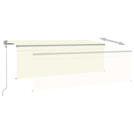 markise m. gardin+LED+vindsensor 4x3 m automatisk cremefarvet