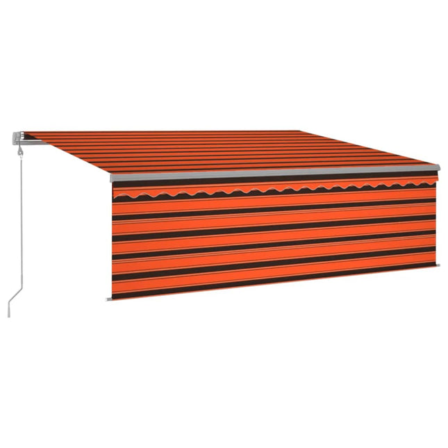 markise m. gardin+LED+vindsensor 4x3 m automatisk orange/brun