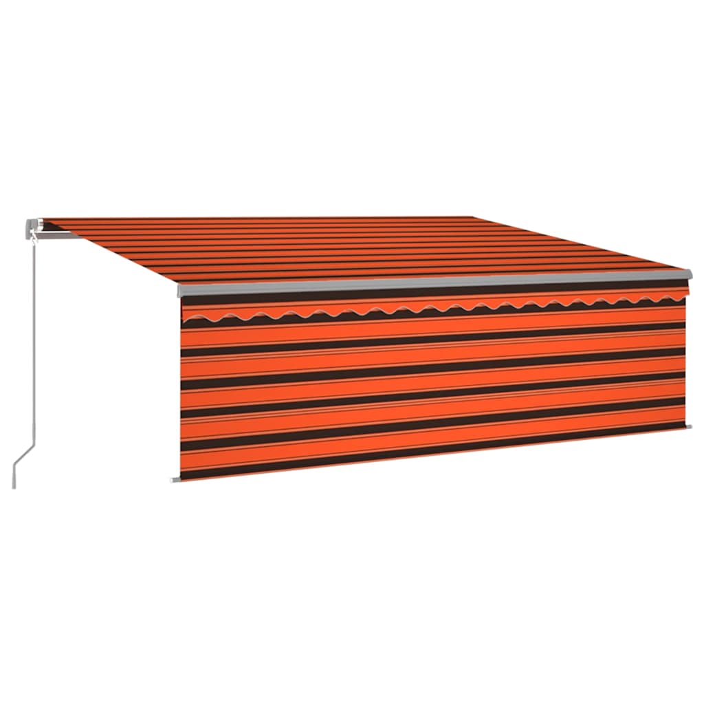markise m. gardin 4,5x3 m manuel betjening orange og brun