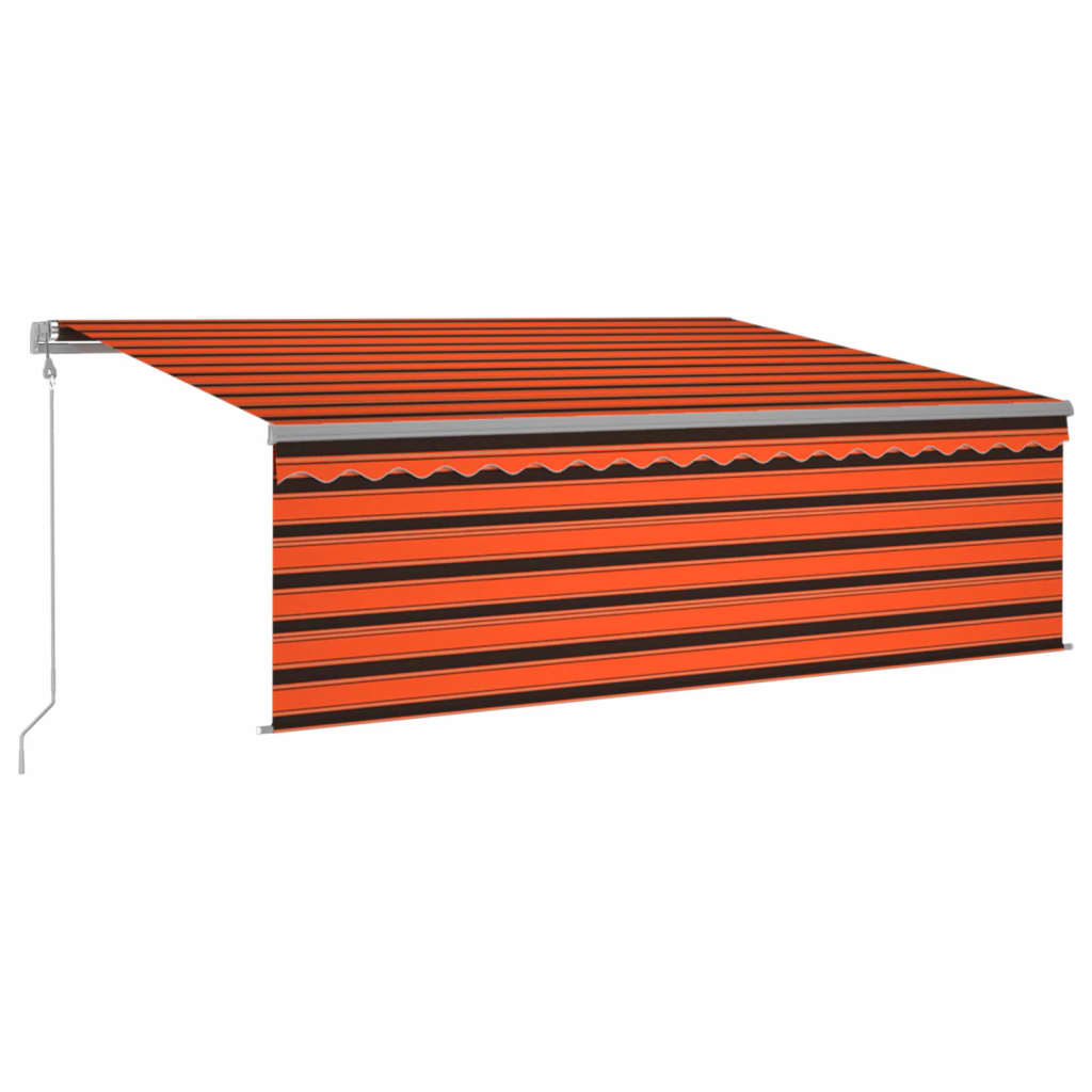 markise m. gardin 4,5x3 m automatisk betjening orange og brun