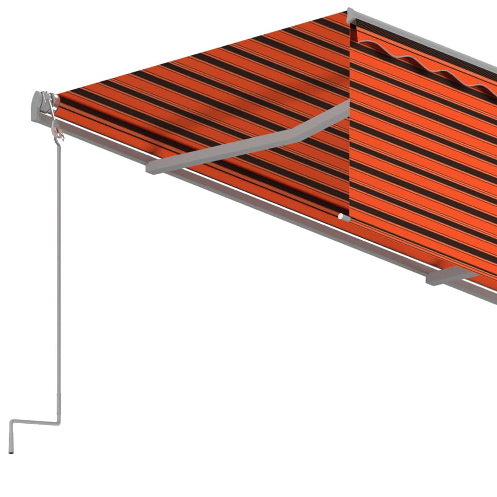 markise m. gardin 4,5x3 m automatisk betjening orange og brun