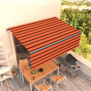 markise m. gardin 4,5x3 m automatisk betjening orange og brun